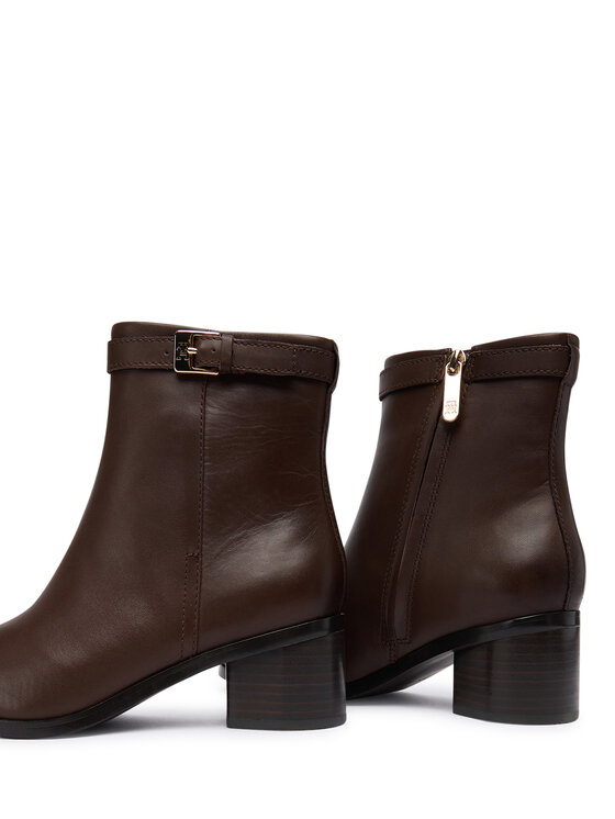 Tommy Hilfiger Tommy Hilfiger Škornji Th Buckle Riding Mid Heel Bootie FW0FW08859 Rjava