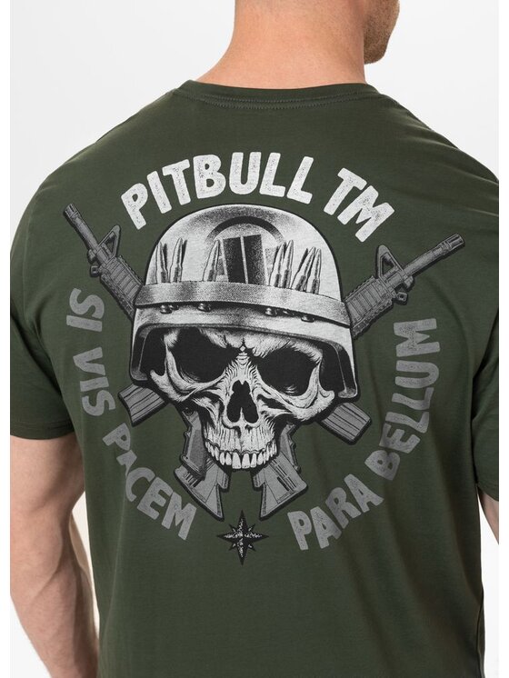 PITBULL PITBULL T-Shirt Koszulka męska PARA BELLUM XXL Zielony Regular Fit