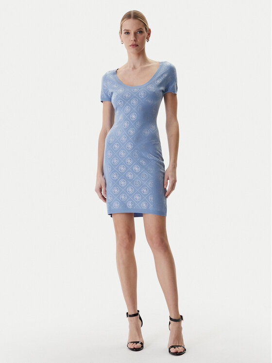 Guess Guess Úpletové šaty W6RK92 Z3JD2 Světle modrá Regular Fit