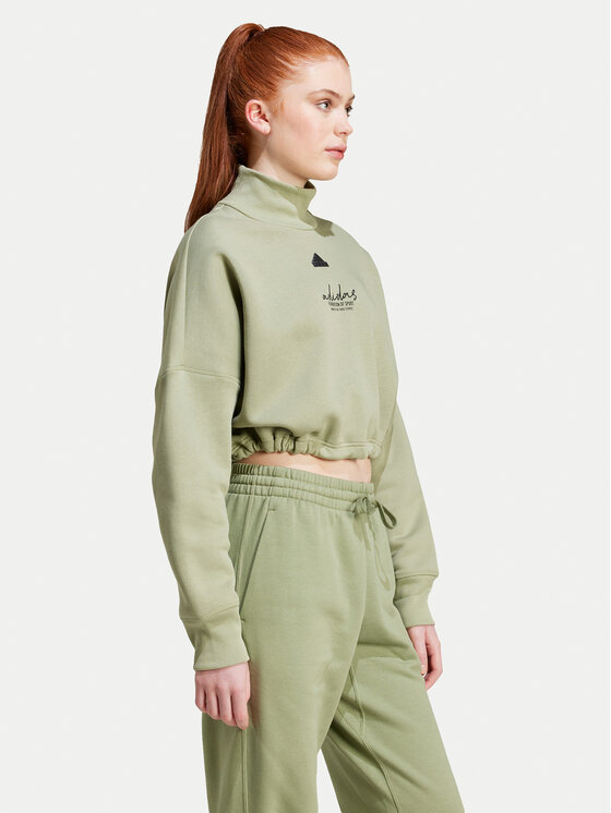 adidas adidas Džemperis Signature Graphic JE3899 Žalia Loose Fit