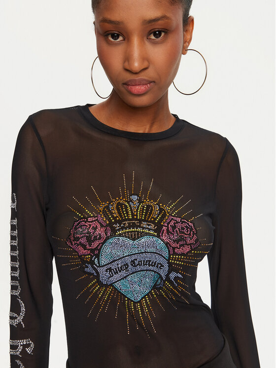 Juicy Couture Juicy Couture Majica Scared Heart JCBCT224836 Crna Regular Fit