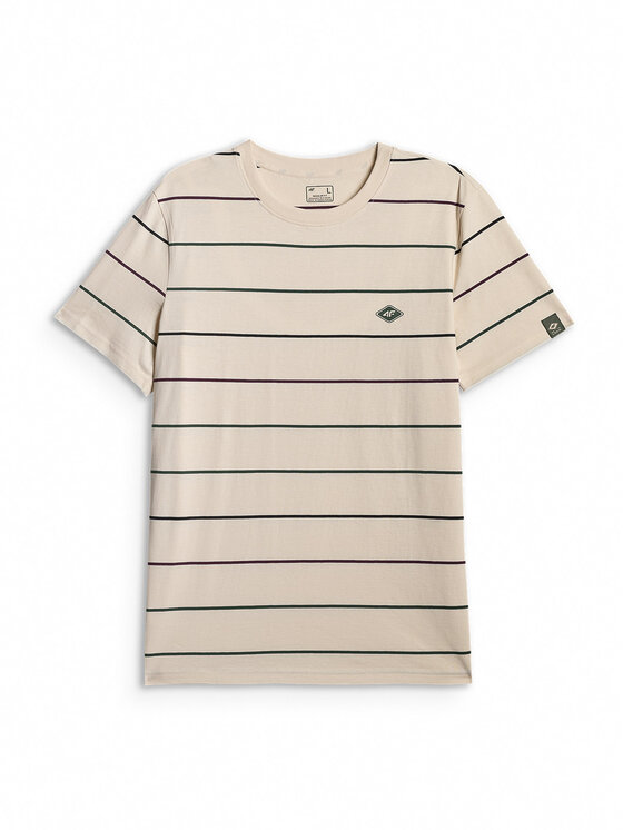 4F 4F T-Shirt NATURE’S TRAIL Kremowy Regular Fit