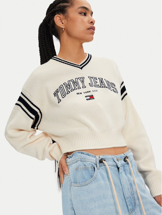 Tommy Jeans Tommy Jeans Pullover Varsity DW0DW18692 Écru Regular Fit