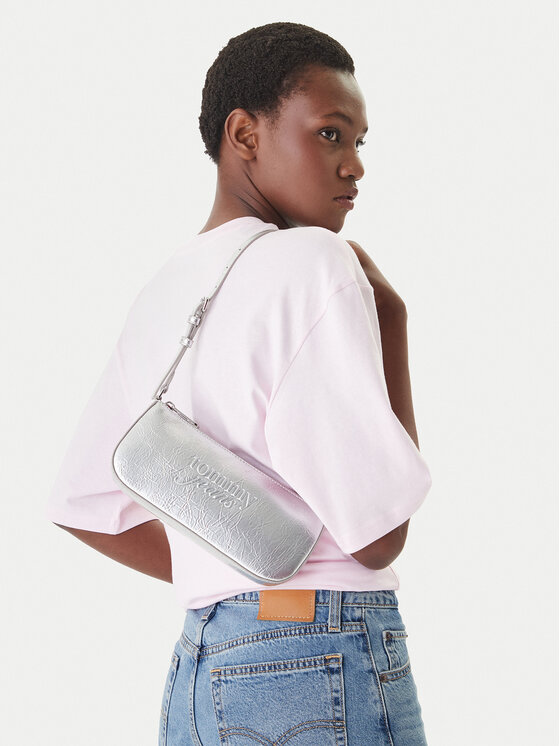 Tommy Jeans Geantă Tjw Must Metallic Shoulder Bag AW0AW18457 Argintiu