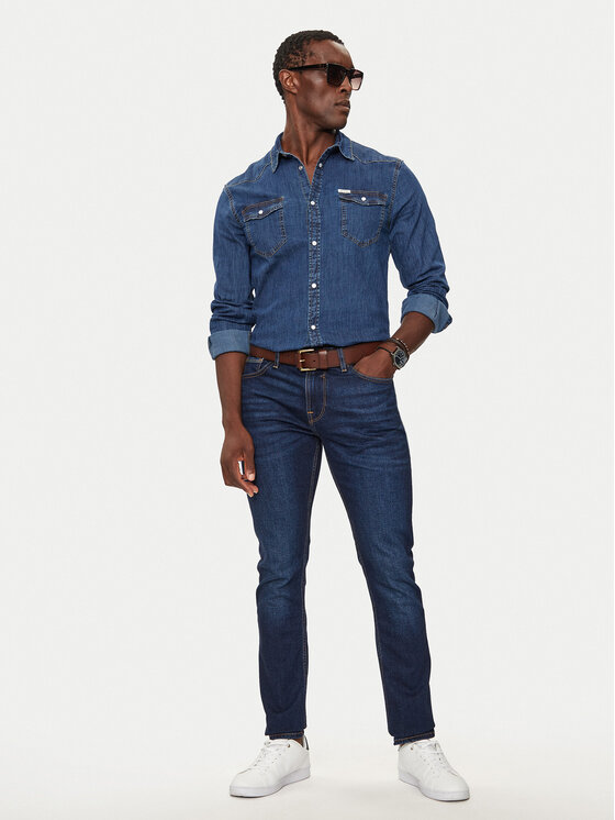 Guess Guess džínsová košeľa M4YH02 D3PF6 Tmavomodrá Classic Fit