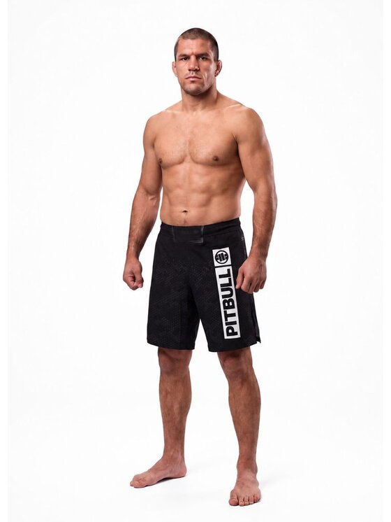 PITBULL PITBULL Szorty sportowe HEX CAMO HILLTOP Czarny Regular Fit