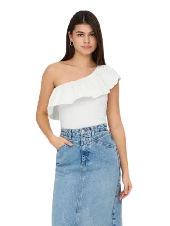 ONLY ONLY Top Onlsoffy one shoulder mix top Bianco Regular Fit