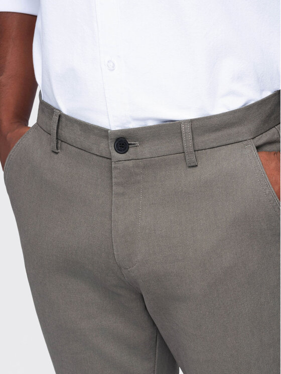 Ombre Ombre Chino kalhoty OM-PACP-0308 Tmavě béžová Slim Fit