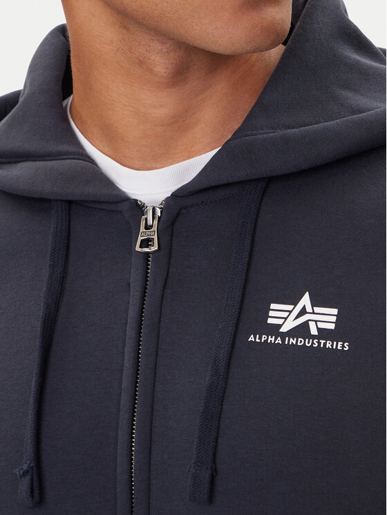 Alpha Industries Alpha Industries Majica dugih rukava Basic Zip 118342 Tamnoplava Regular Fit