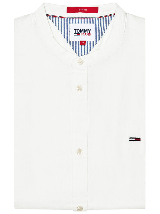 Tommy Jeans Marškiniai Tjm Mao Linen Blend DM0DM10617 Balta Slim Fit •  Modivo.lt