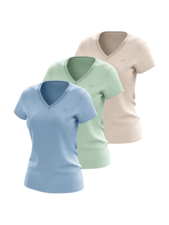 4F 4F Súprava 3 tričiek 4FWSS25TTSHF3098-90S Farebná Regular Fit