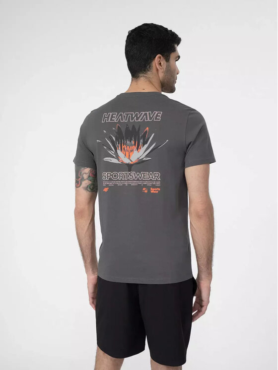 4F 4F T-Shirt 4FSS23TTSHM355-22S Szary Regular Fit