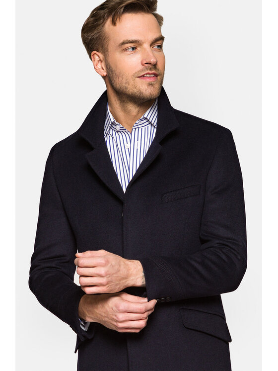 Lancerto Lancerto Płaszcz wełniany Granton 2 Granatowy Regular Fit