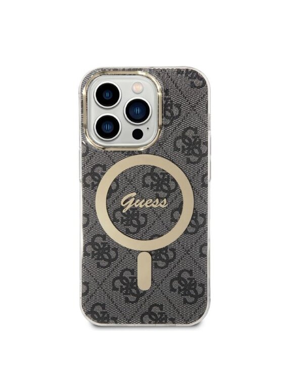 Guess Guess Etui na telefon 4G Metal Gold Logo Czarny
