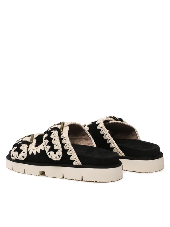 Mou Mou Klapki New Bio With Buckles SW461005A Czarny