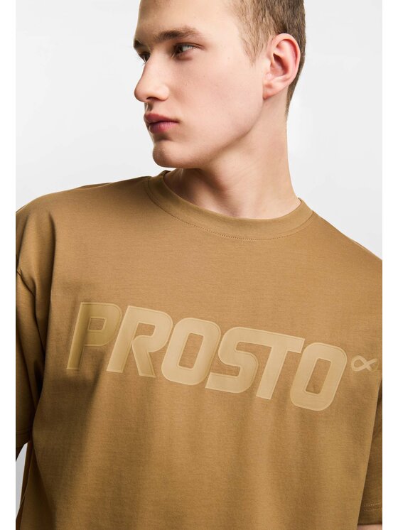 PROSTO. PROSTO. T-Shirt Big Log KL261MTEE1013 Beżowy ciemny Oversize