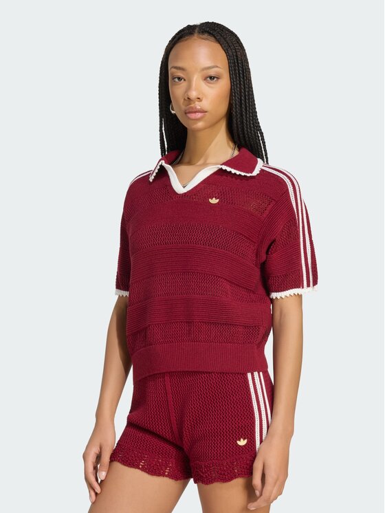 adidas adidas Polo 167786 Czerwony ciemny Regular Fit