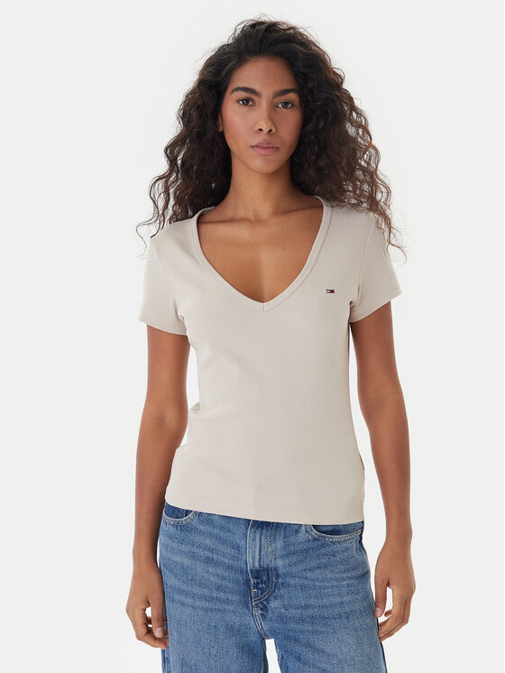 Tommy Jeans Tommy Jeans T-krekls Essential DW0DW17385 Bēšs Slim Fit