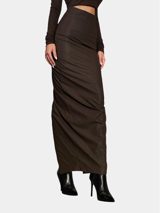 MADE BY SOCIETY MADE BY SOCIETY Spódnica maxi TWIST Skirt - F27660 Brązowy Basic Fit