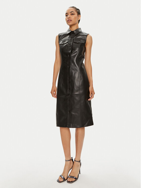 Női Műbőr ruha Calvin Klein Jeans, Méret: L, Fekete, J20J223542