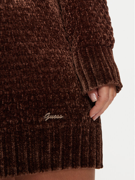 Guess Guess Džemper haljina Talia W4BR72 Z3HH2 Smeđa Regular Fit