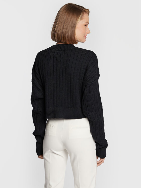Tommy Jeans Tommy Jeans Sweater Center Flag DW0DW14261 Fekete Boxy Fit