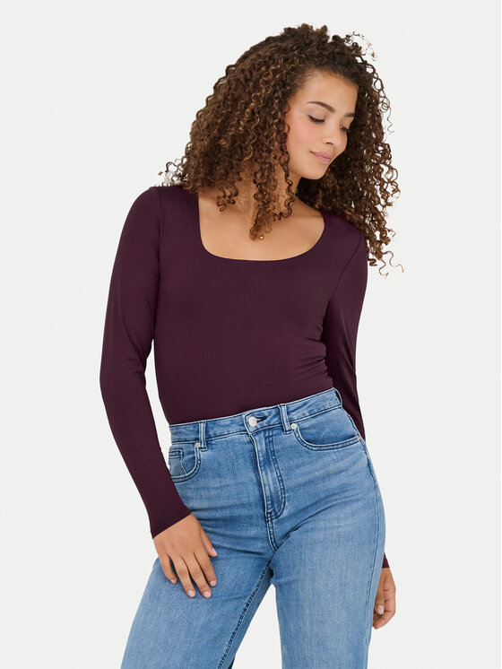 ONLY Bluzka Lea 15302647 Fioletowy Slim Fit