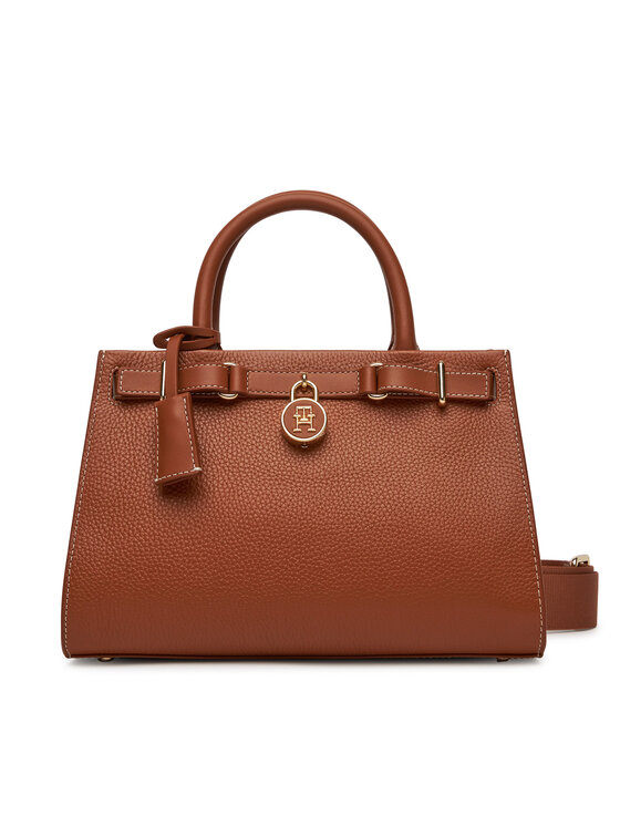 Tommy Hilfiger Tommy Hilfiger Дамска чанта American Icon Mini Tote Leather AW0AW17188 Кафяв