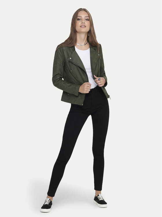 ONLY ONLY Dirbtinės odos striukė Ava 15102997 Žalia Regular Fit