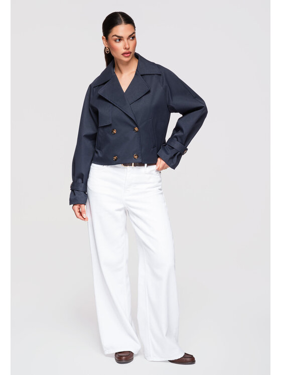 Ombre Ombre Kurtka przejściowa OW-JANP-0135 Granatowy Loose Fit