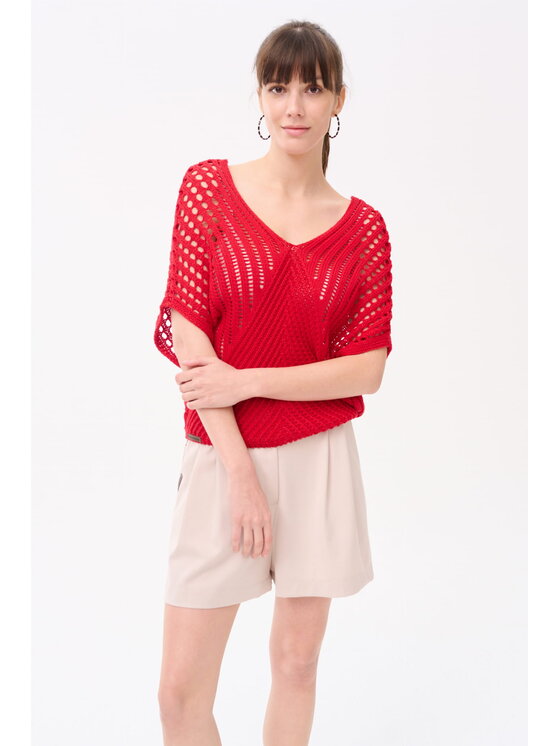 blue shadow blue shadow Sweter Lanna Czerwony Standard Fit
