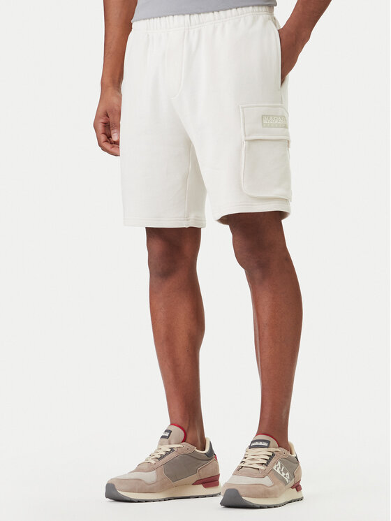 Napapijri Pantaloni scurți sport N-Box Logo Cargo NP0A4I59 Alb Regular Fit