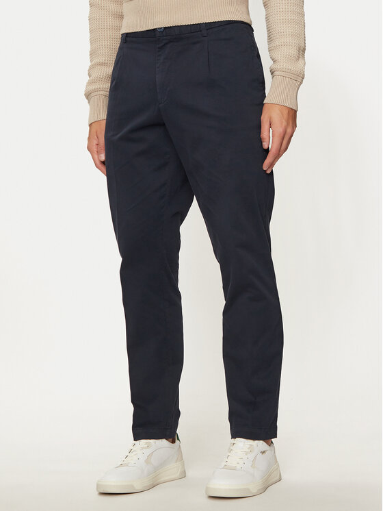 BOSS Boss Kalhoty z materiálu 50524390 Tmavomodrá Regular Fit