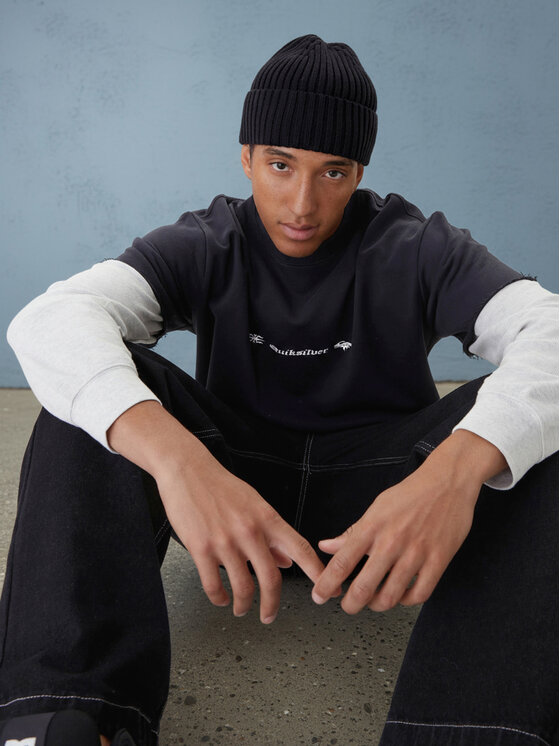 Quiksilver Quiksilver Bluza Openbar Crew EQYFT05154 Czarny Oversize