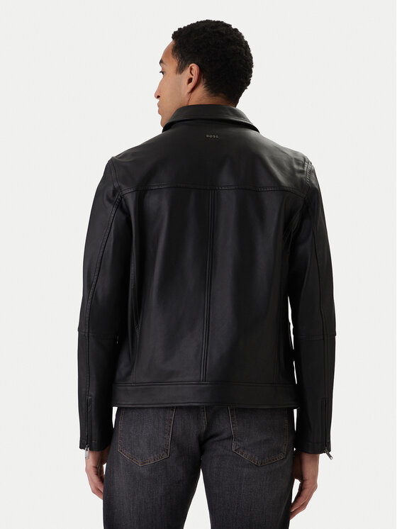 BOSS BOSS Ādas jaka Jogear 50552141 Melns Regular Fit