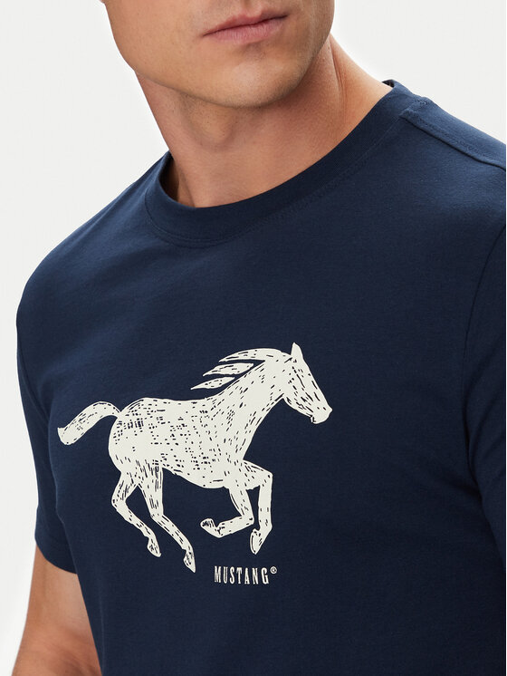 Mustang Mustang Tričko Austin 1016483 Tmavomodrá Regular Fit