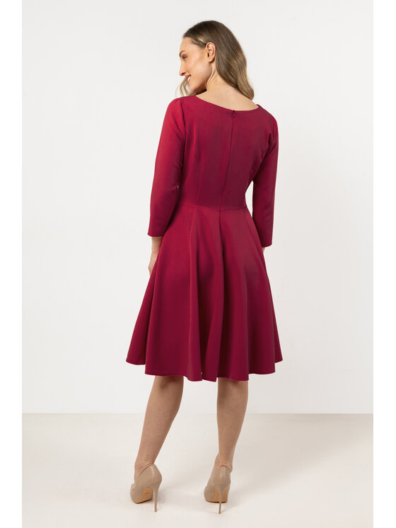 Awama Awama Sukienka koktajlowa A707 Bordowy Basic Fit