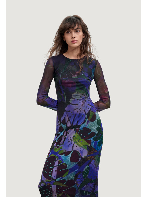 Desigual Desigual Vestito da giorno VEST_LEAFS_LACROIX Viola Egg Fit