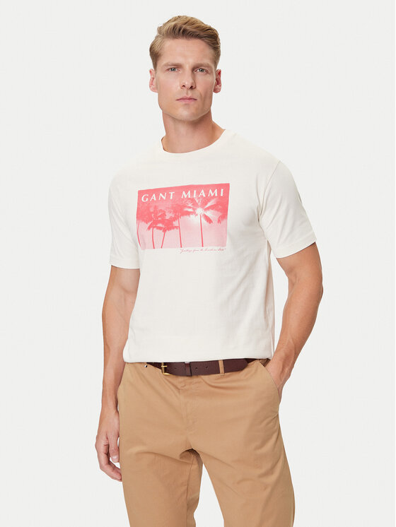 Gant Gant Тишърт 2003342 Екрю Regular Fit