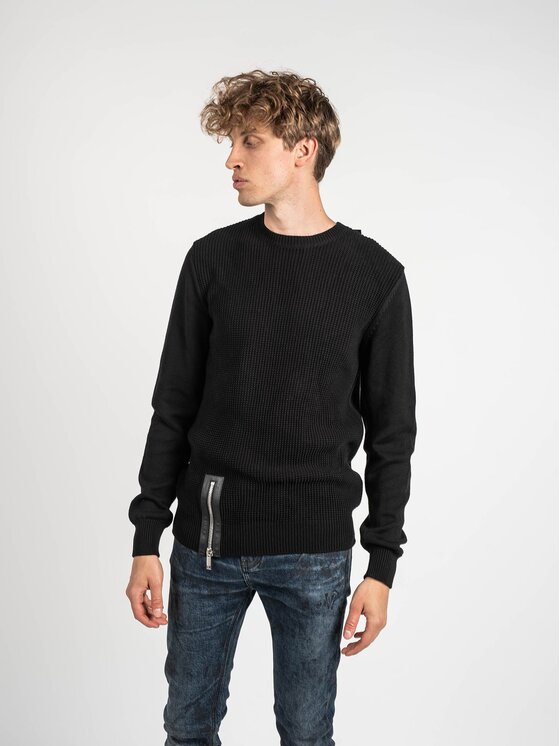 Les Hommes Les Hommes Πουλόβερ LKK110 607L | Jumper with Zip Μαύρο Regular Fit