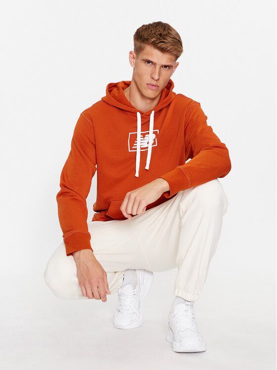 New Balance New Balance Džemperis ar kapuci NB Essentials Hoodie MT33508 Oranžs Regular Fit