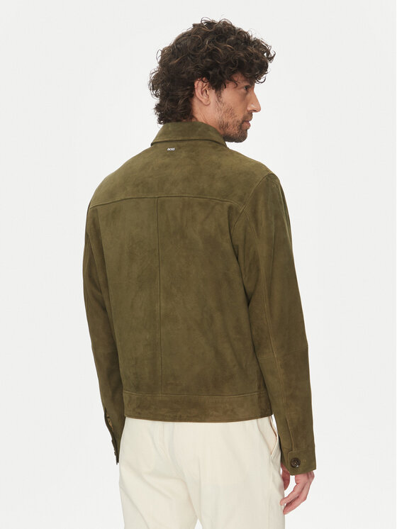 BOSS BOSS Bőrkabát H-Malbano5 50528014 Zöld Regular Fit