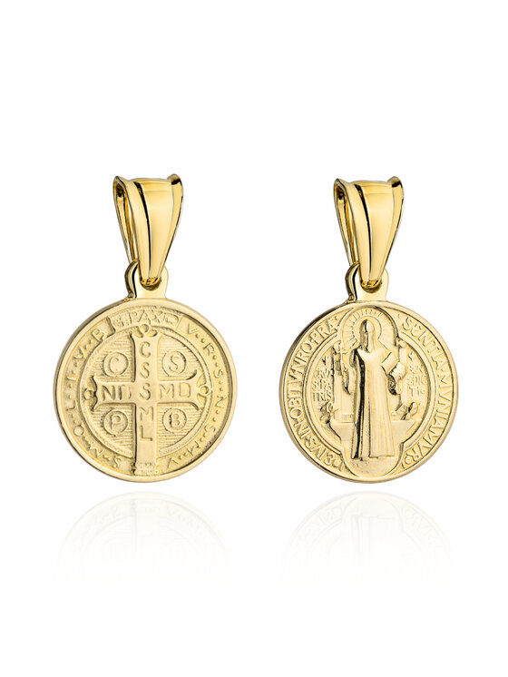 Fugart Fugart Naszyjnik Medalik z żółtego złota Św. Benedykt duży FUG5-M00203-585 Złoty