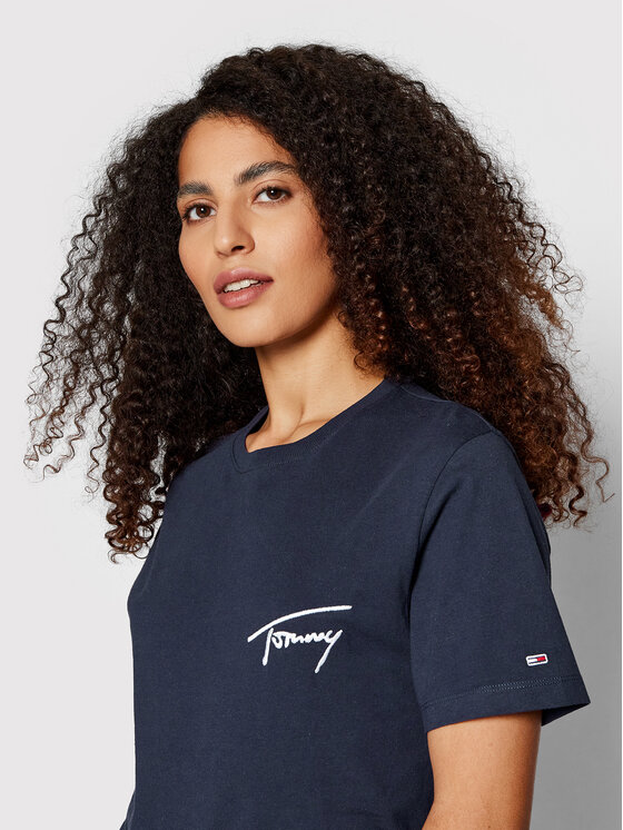 Tommy Jeans Tommy Jeans T-Shirt Signature DW0DW12940 Tmavomodrá Relaxed Fit
