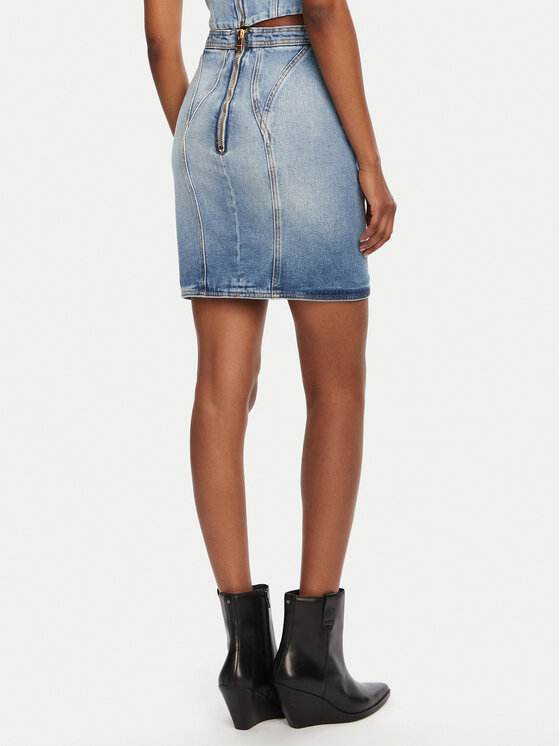 Balmain Balmain Farmer szoknya DF1LBA22DE53 Kék Slim Fit