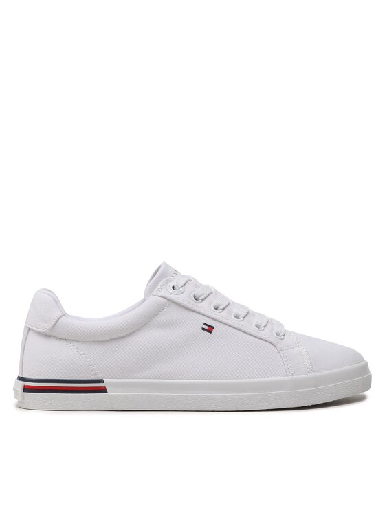 Tommy Hilfiger Tommy Hilfiger Sneakers aus Stoff Essential Stripes Sneaker FW0FW06954 Weiß