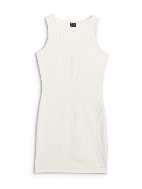 4F 4F Sukienka dzianinowa MIDSHOP TEXTILE Biały Slim Fit