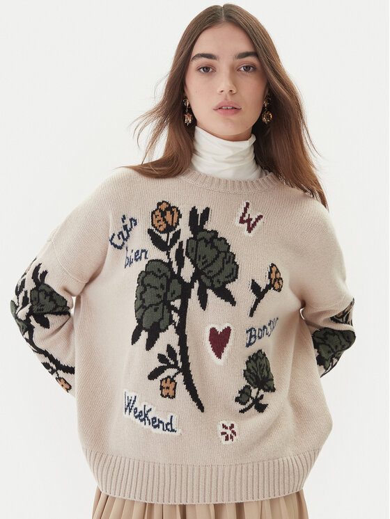 Weekend Max Mara Weekend Max Mara Džemperis Pavidi 2525366262 Écru Oversize