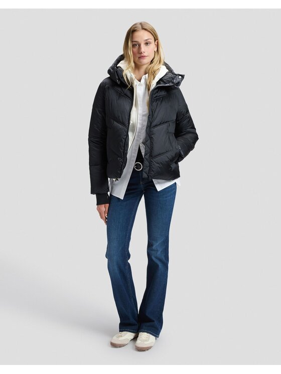 Lee Lee Kurtka puchowa SHORT HOODED PUFFER Czarny Regular Fit