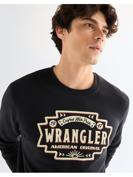 Wrangler Wrangler Bluza AMERICANA CREW Czarny Regular Fit